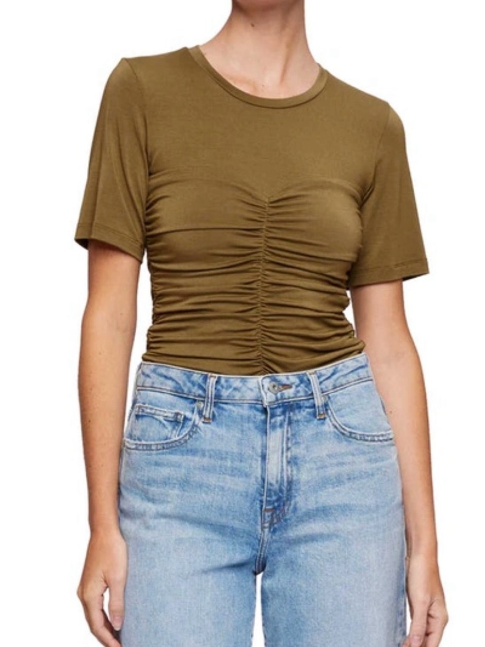 Jonathan Simkhai Standard Tansy Jersey Top In Forest Floor Green Women’s Sz S